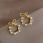 Vintage Pearl & Crystal Hoop Earrings