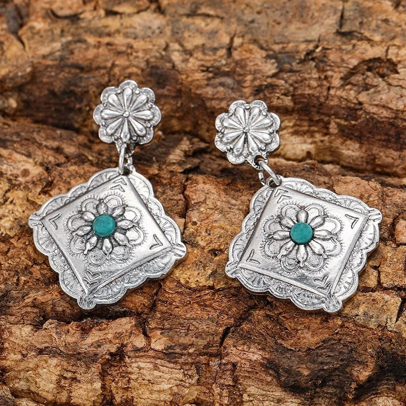 Vintage Silver Floral Engraved Earrings