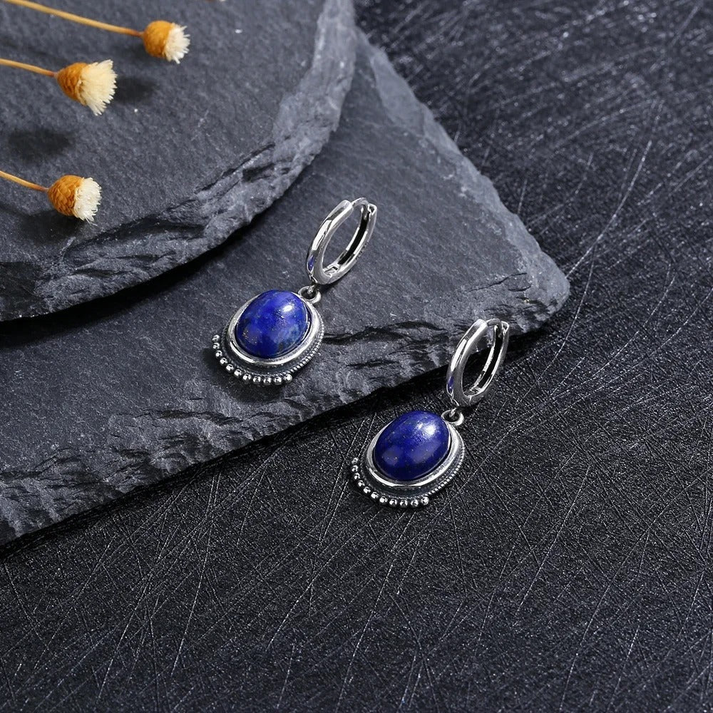 Vintage Silver Blue Stone Earrings