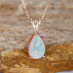 Rose Gold Opal Pendant Necklace