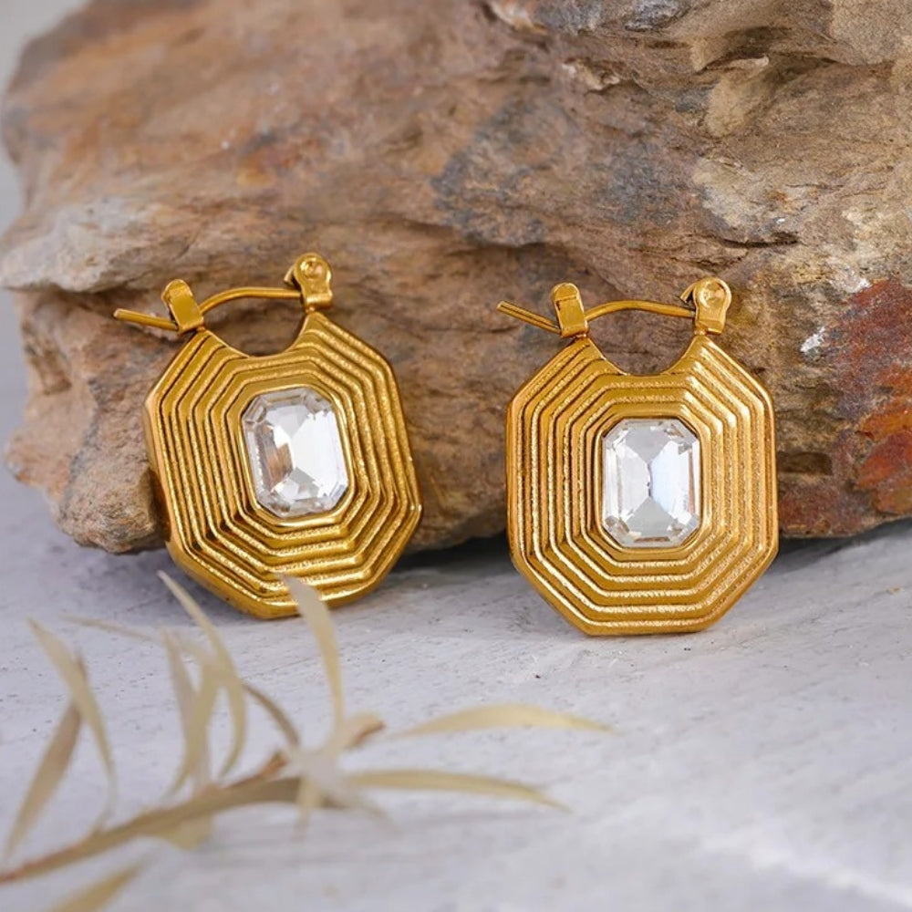 Vintage Geometric Gold Hoop Earrings