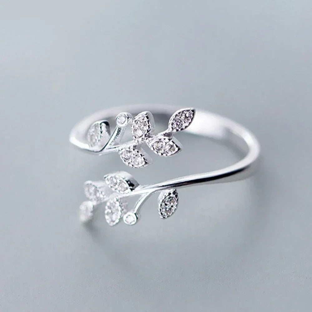 Vintage Silver Leaf Branch Adjustable Ring