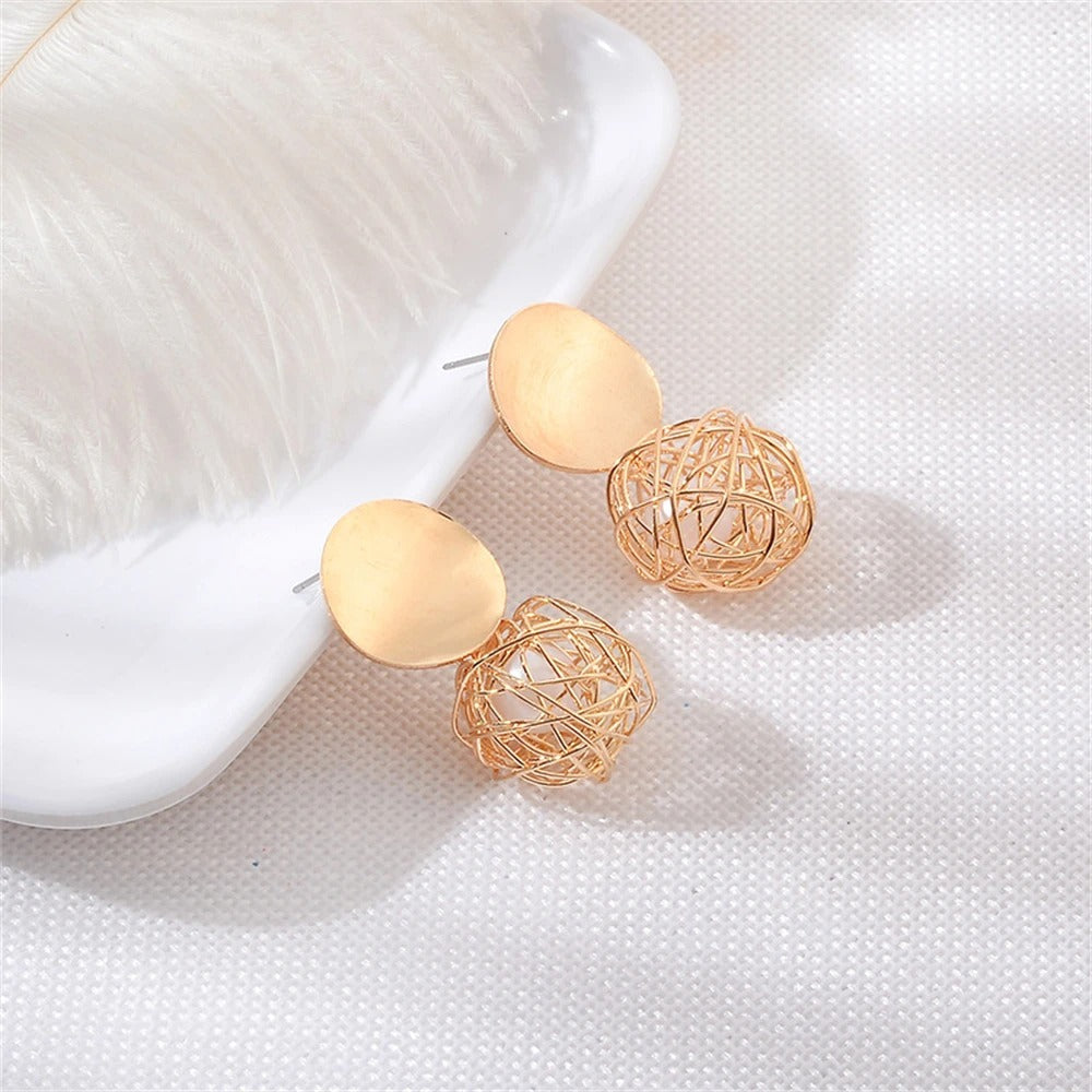 Vintage Gold Sphere Drop Earrings
