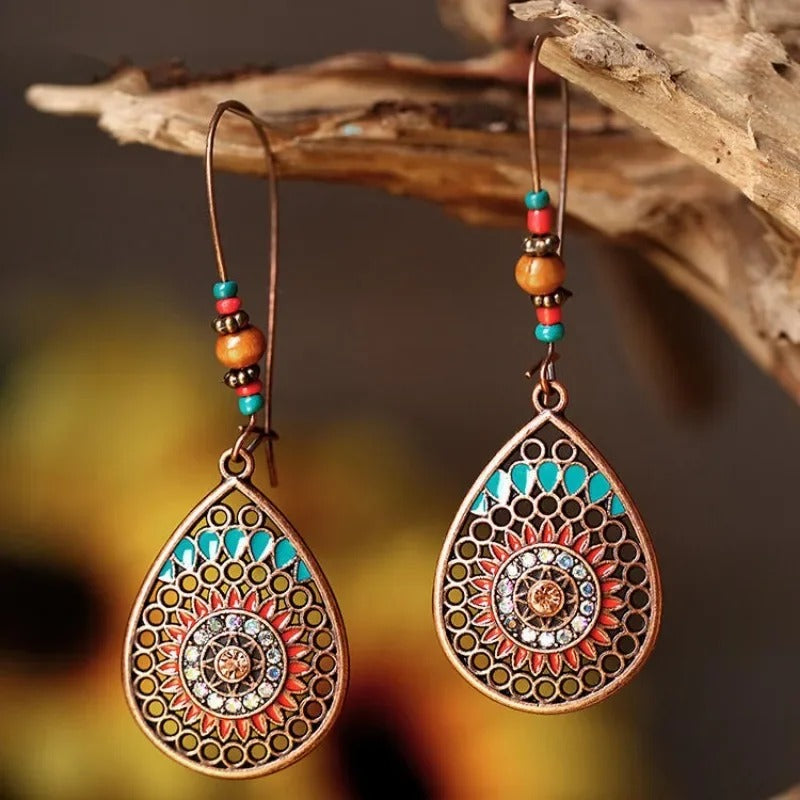 Bronze Mandala Drop Earrings
