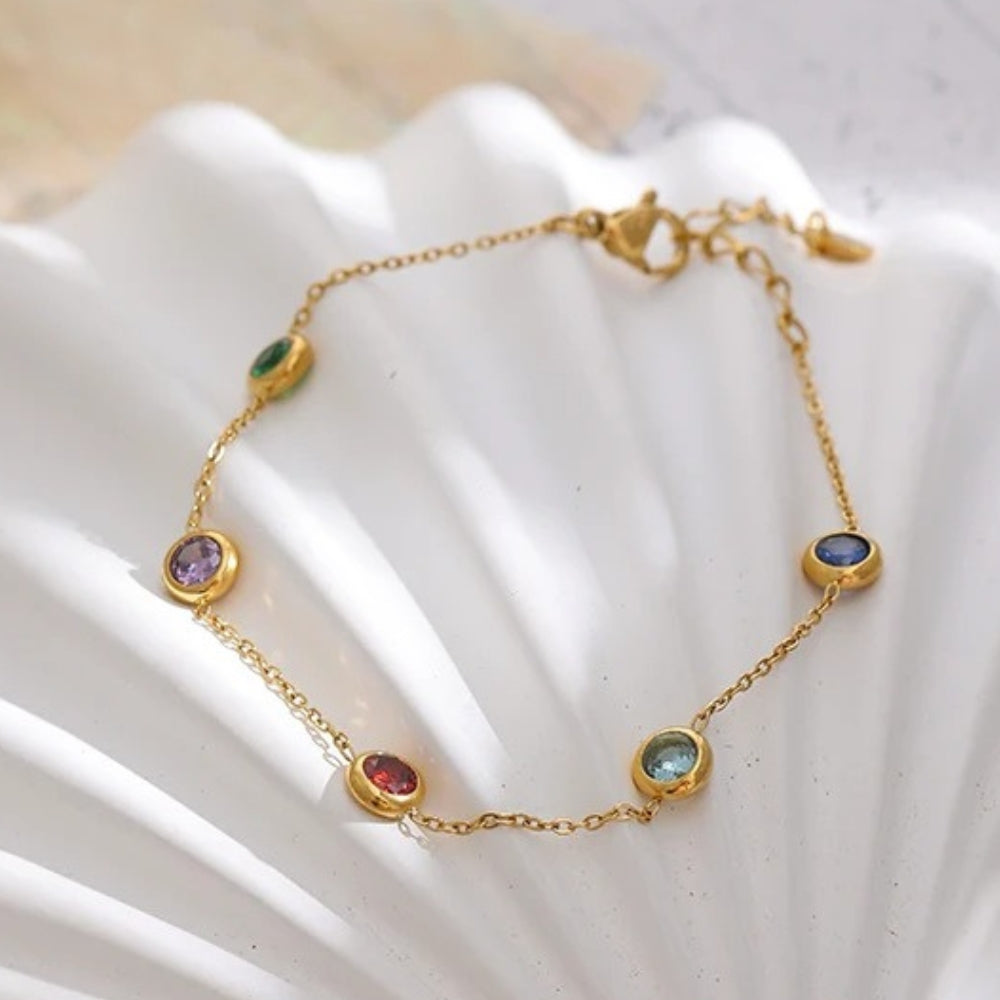 Vintage Gold Colorful Gemstone Bracelet