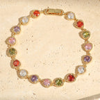 Vintage Gold Love Heart Rainbow Bracelet