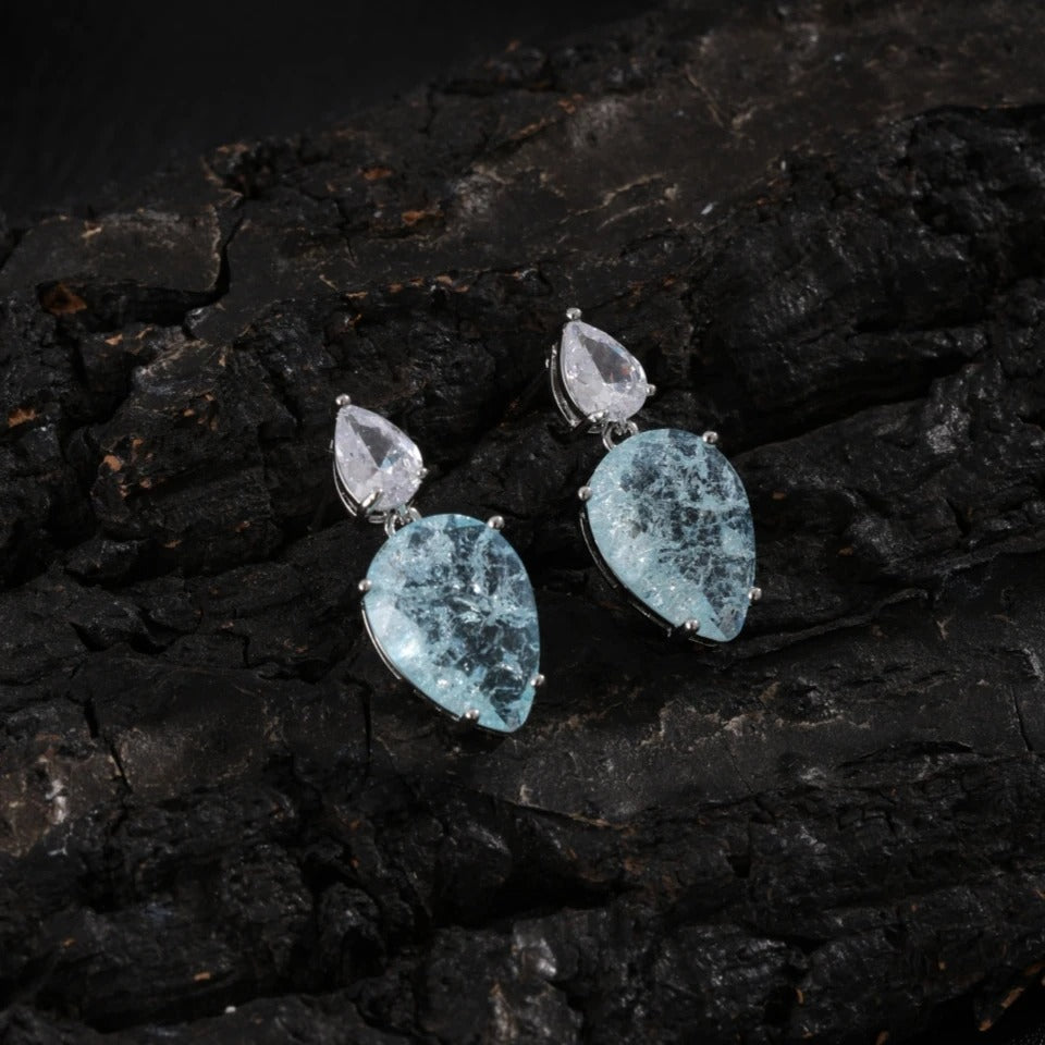Silver Vintage Aquamarine Drop Earrings
