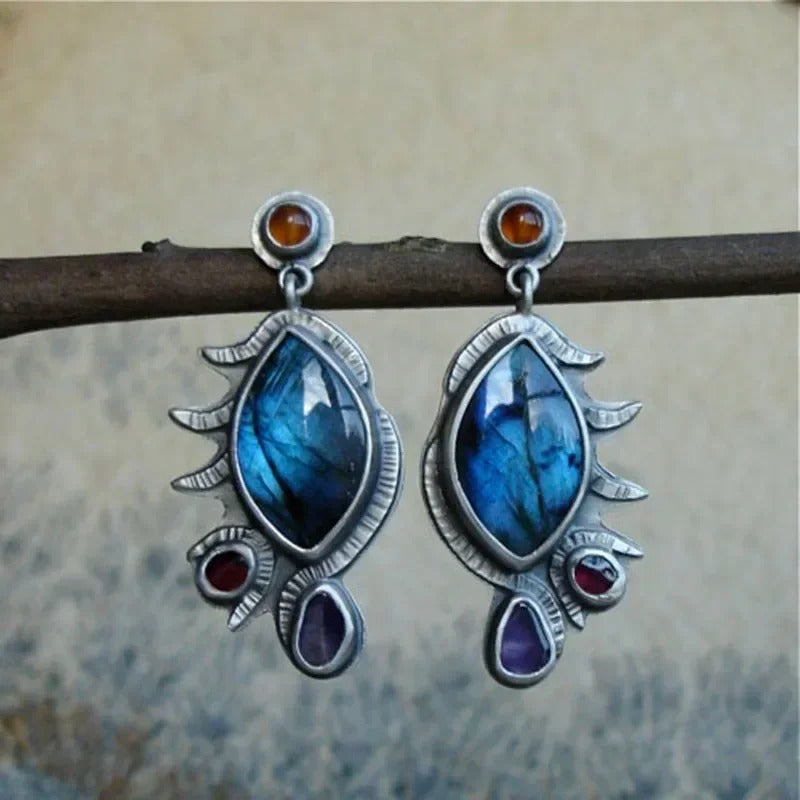 Vintage Handcrafted Blue Stone Earrings