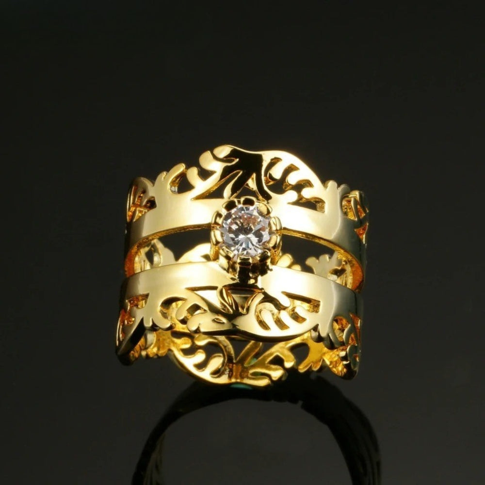 Antique-Style Gold Openwork Floral Ring