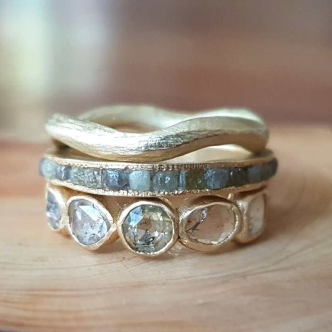 Forged White Crystal Ring Set