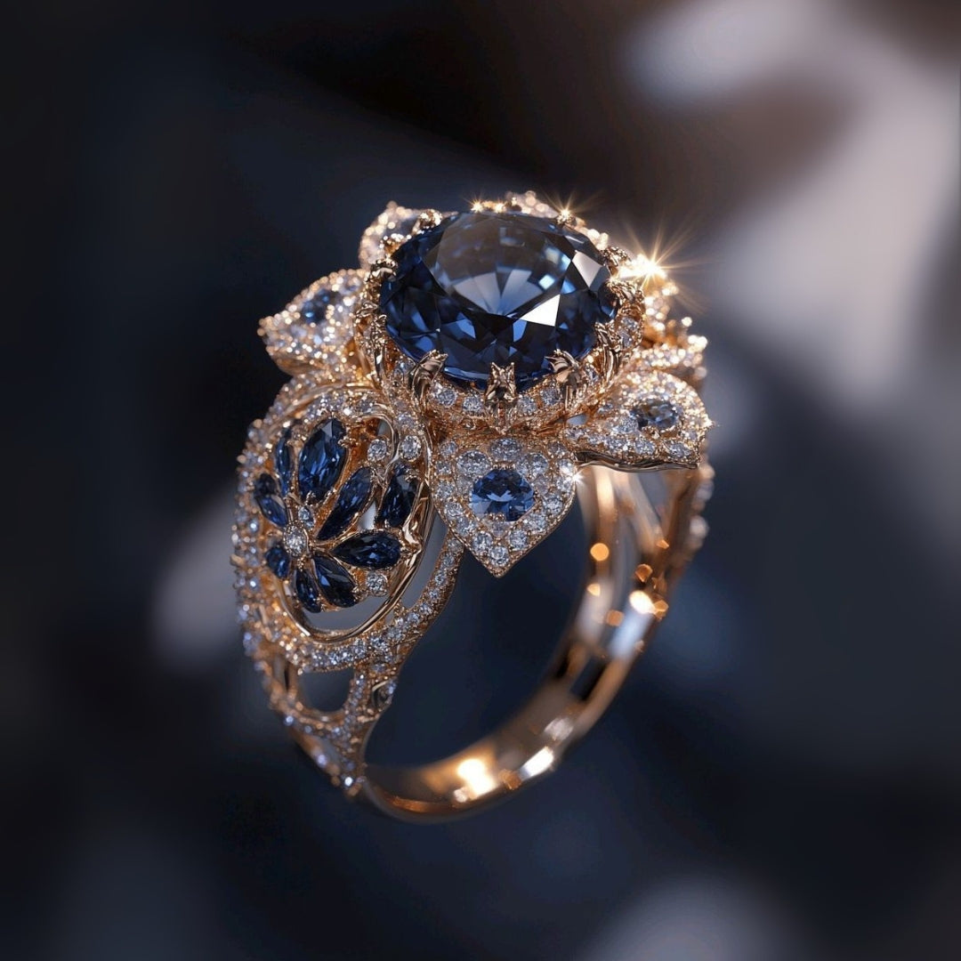 Sapphire Flower Exotic Ring