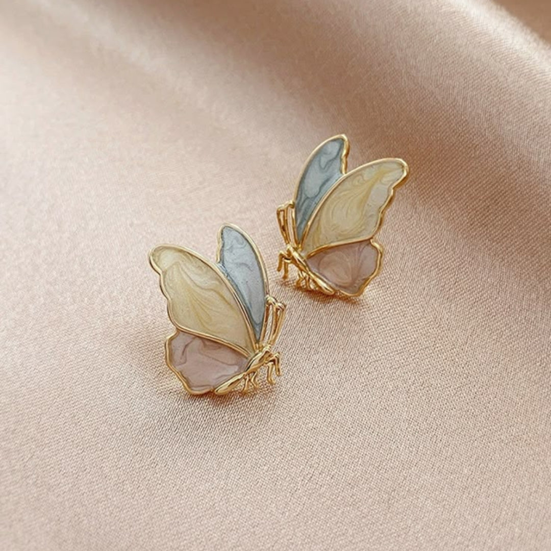 Colorful Butterfly Gold Earrings