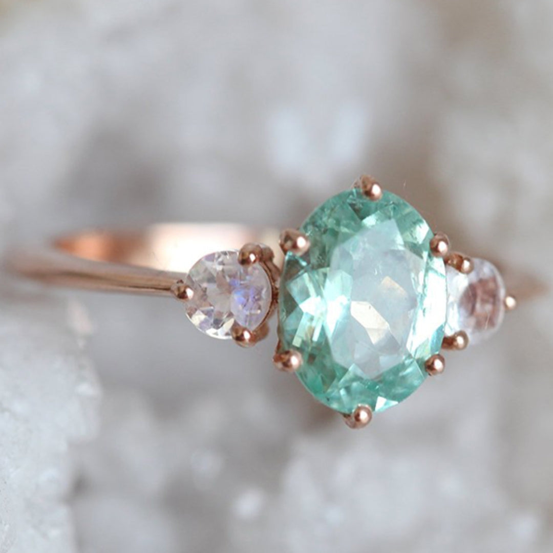 Turquoise Rounded Crystal Ring