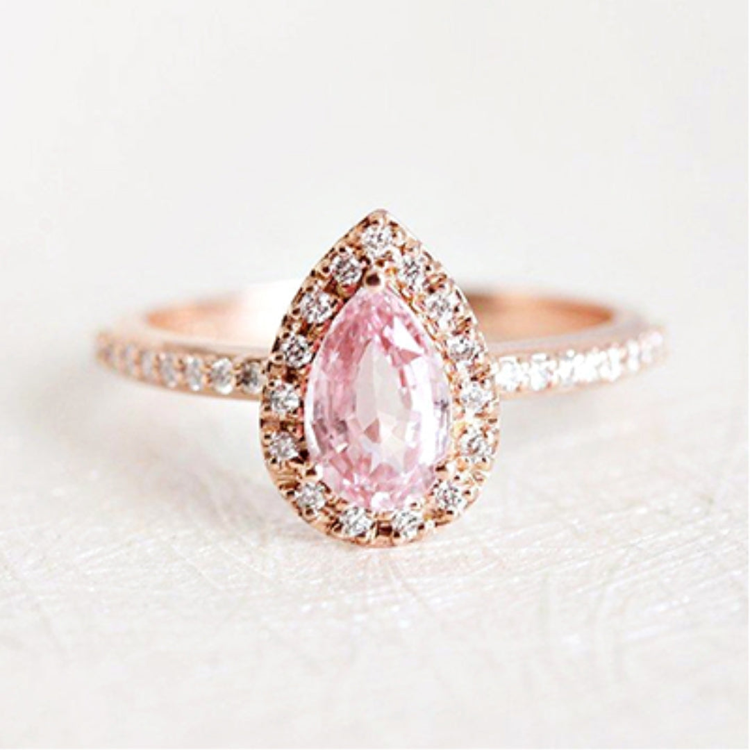 Pink Zirconia Drop Ring