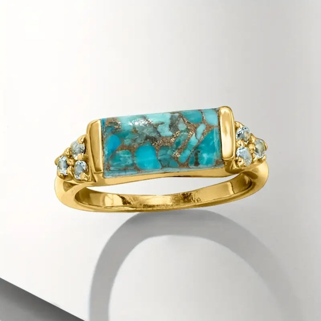 Nature Turquoise Rectangular Stone Ring