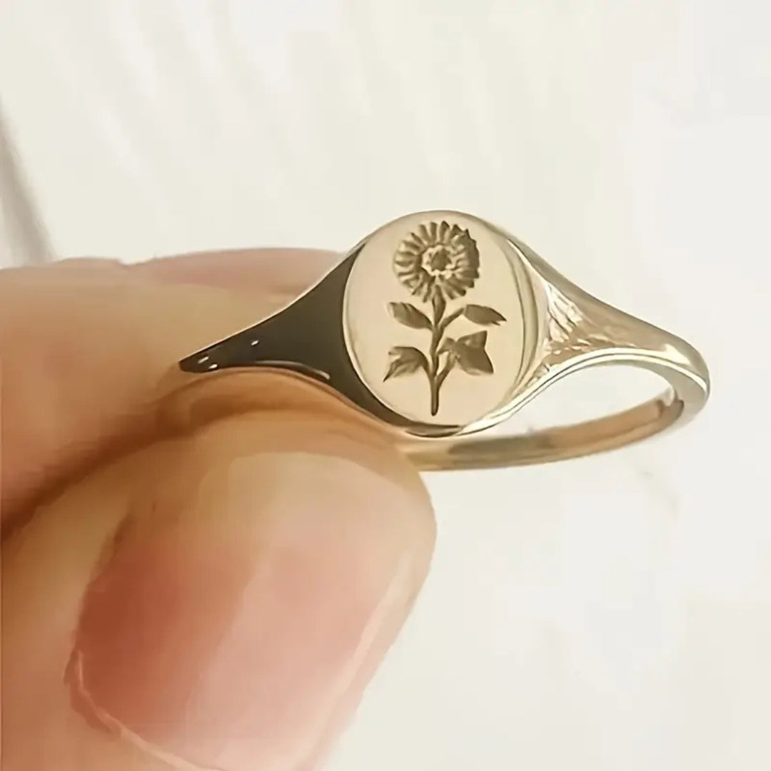 Flower Golden Seal Ring