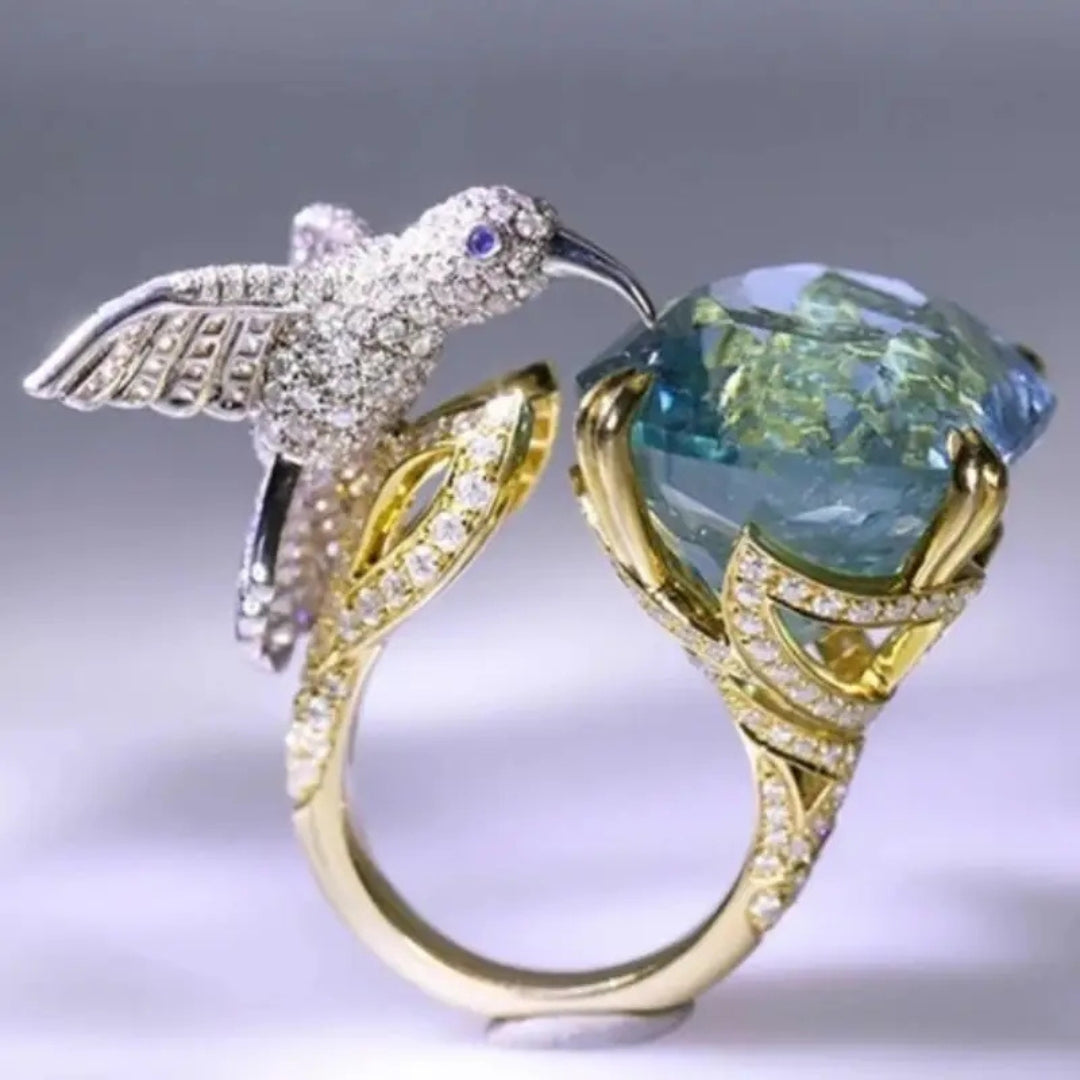 Green Crystal Nature Bird Ring