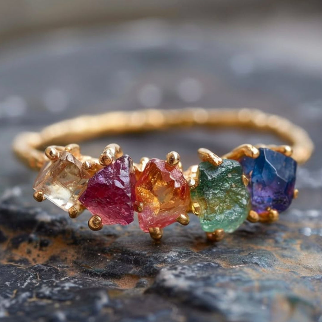 Colorful Stone Forged Ring
