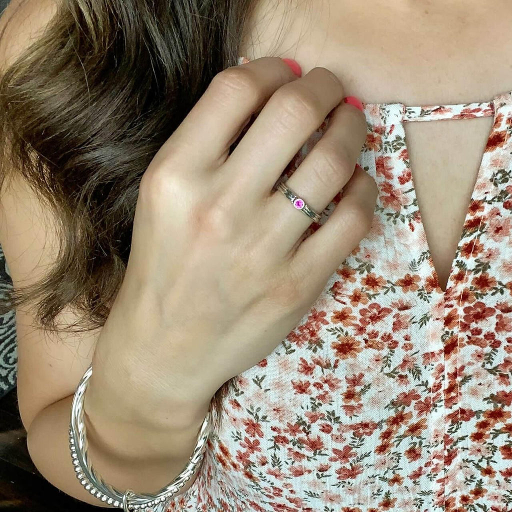 One Stone Stack Ring