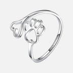 Paw & Heart Ring Adjustable 925 Sterling Silver