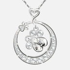 Cute Paw Print Necklace Silver with Cubic Zirconia