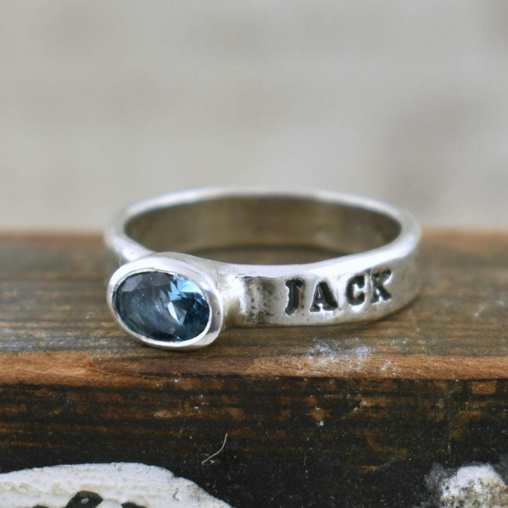 Personalized Oval Birthstone Ring