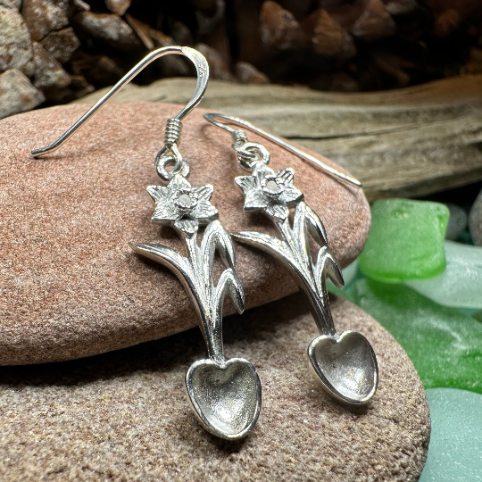 Welsh Daffodil Love Spoon Earrings
