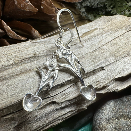 Welsh Daffodil Love Spoon Earrings