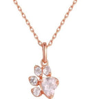 Women's Rose Gold Plated Rhinestone Paw Pendant Jewelry Set