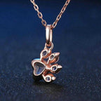 Women's Rose Gold Plated Rhinestone Paw Pendant Jewelry Set