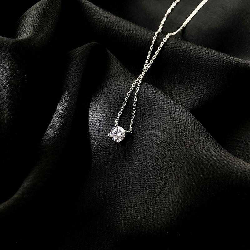 Women's Solitaire Zirconia Pendant Necklace With Cable chain