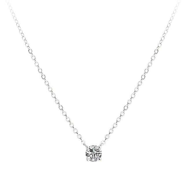 Women's Solitaire Zirconia Pendant Necklace With Cable chain
