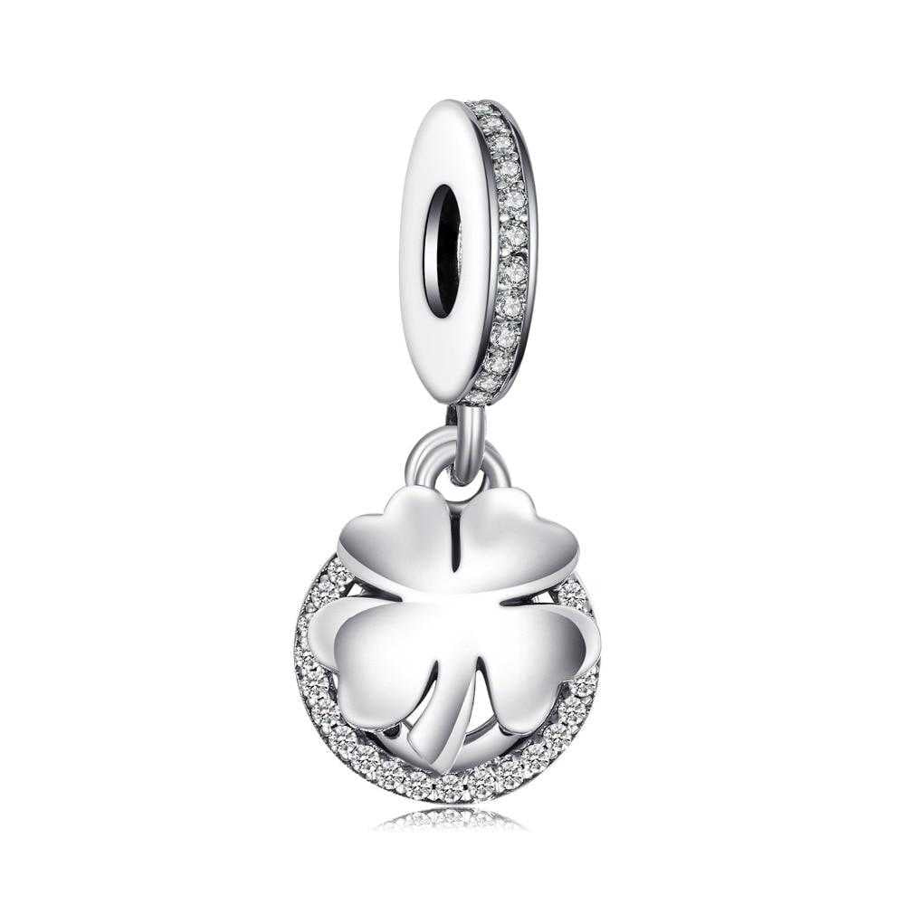 Women's Silver Plated Clover And Horseshoe Charm