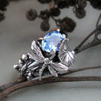 Handmade Lotus Gem Dragonfly Ring