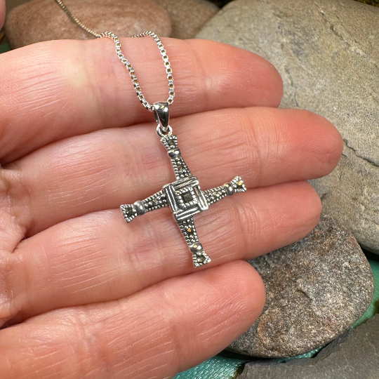 Marcasite Saint Brigid's Cross Necklace