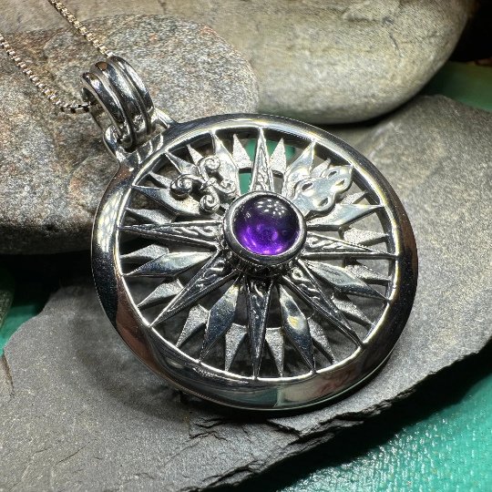 Celtic Compass Amethyst Necklace