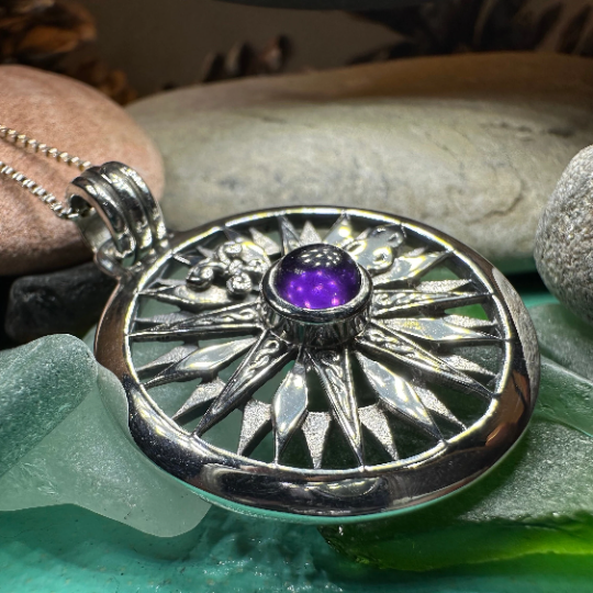 Celtic Compass Amethyst Necklace