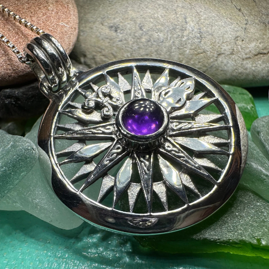 Celtic Compass Amethyst Necklace