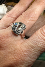 Celtic Owl Moon Ring