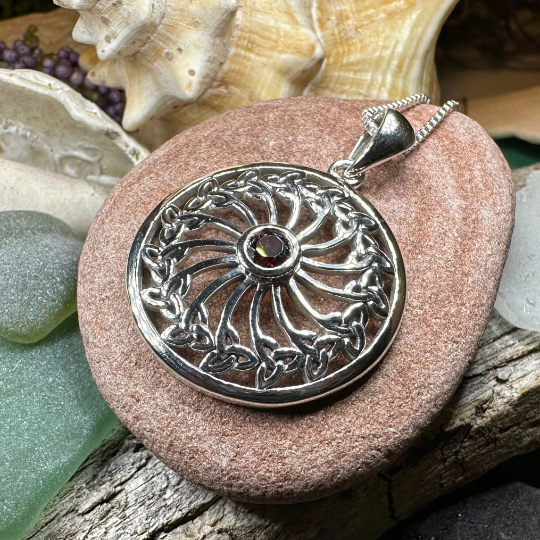 Wheel of Life Trinity Knot Necklace