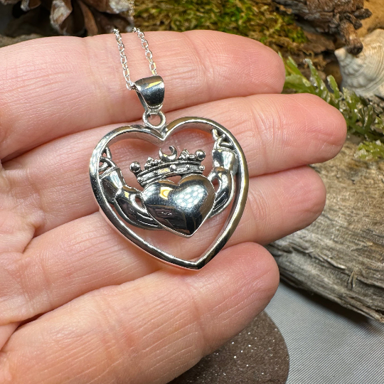 Celestial Moon Claddagh Necklace