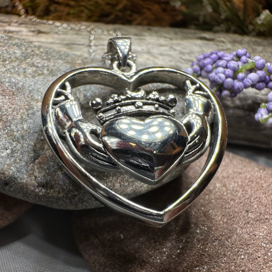 Celestial Moon Claddagh Necklace