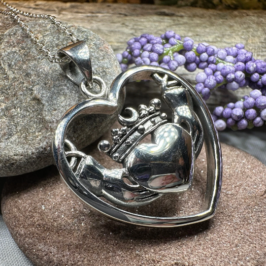 Celestial Moon Claddagh Necklace