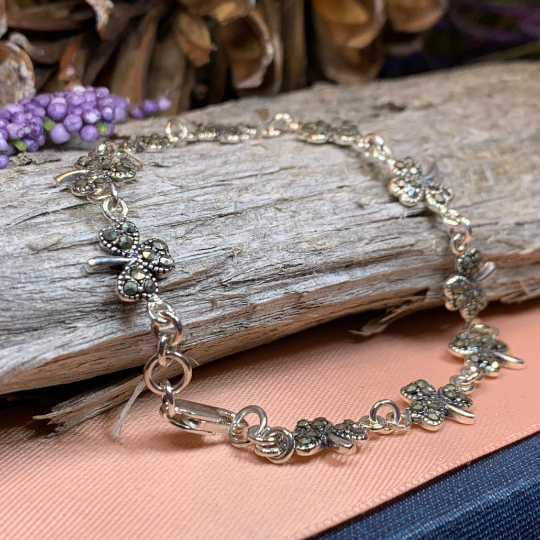 Irish Shamrock Marcasite Bracelet