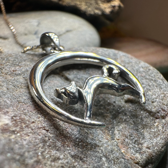 Crescent Moonrise Cat Necklace