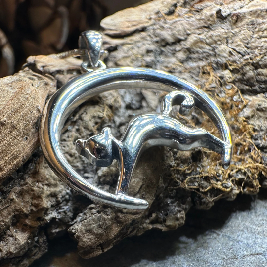Crescent Moonrise Cat Necklace