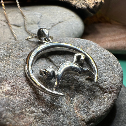 Crescent Moonrise Cat Necklace