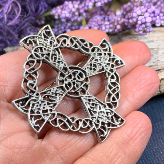 Pewter Celtic Cross Brooch