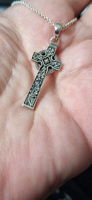 The Quinn Harp Celtic Cross Necklace