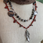 Red Skies Feather Long Necklace